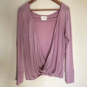 Draped Back Keyhole Front Mauve Rayon Yoga Top
